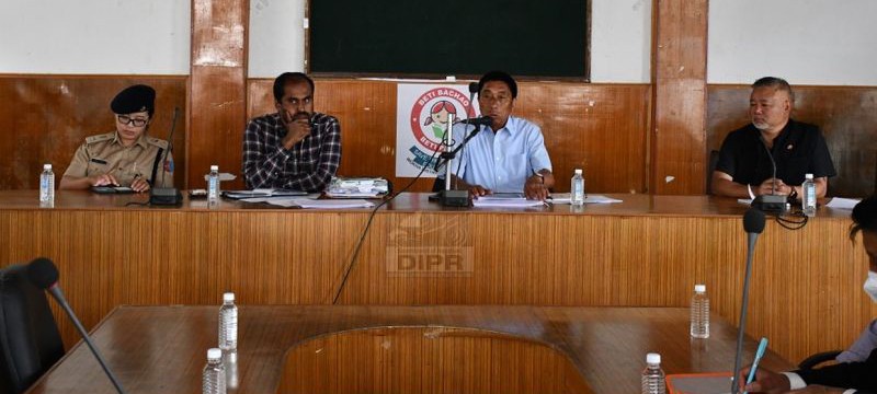 Lok Sabha MP, Tokheho Yepthomi addressing the DISHA review meeting at DC’s Conference Hall, Wokha on May 22. (DIPR Photo)